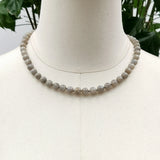 Labradorite Beads Choker Necklace 925 Silver Clasp Jewelry