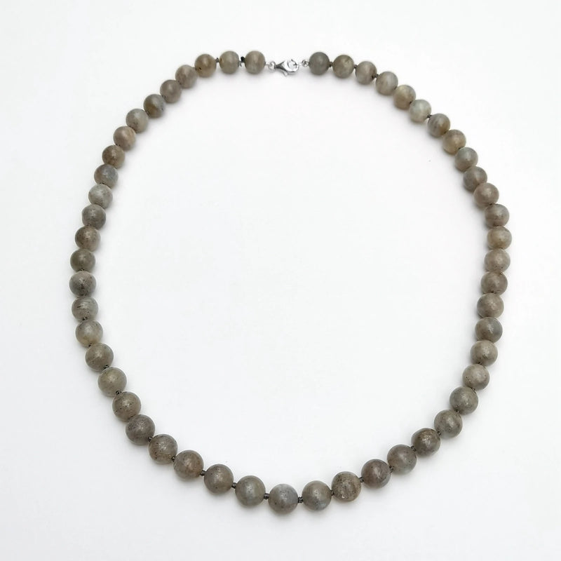 Labradorite Beads Choker Necklace 925 Silver Clasp Jewelry