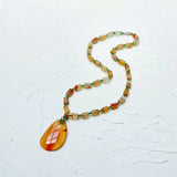 Real Stone Orange Green Necklace Agate Pendant Crystal Choker