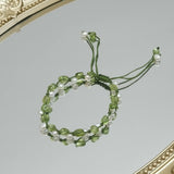 Real Stone Peridot Pearl Green Bracelet 17-24cm