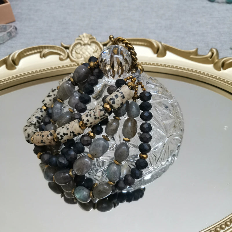 Stone Labradorite Dalmatians Hematite Bracelet