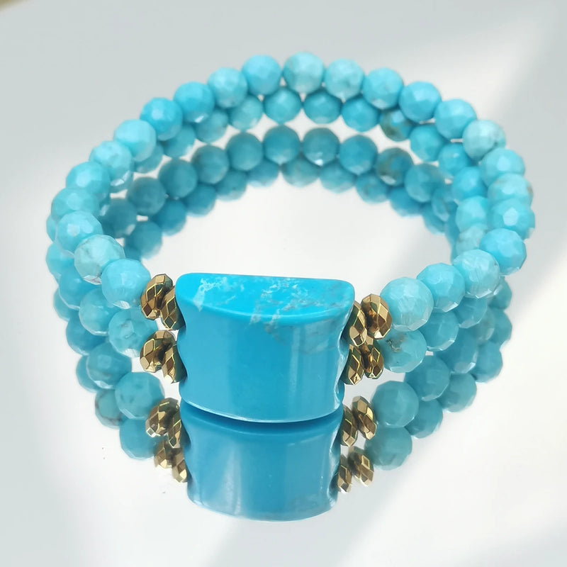 Turquoise Hematite 2-row Bracelet 7''