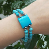 Turquoise Hematite 2-row Bracelet 7''