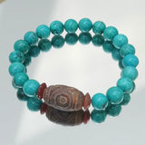 Turquoise Bracelet DZI Bead Charm Good Luck Men Women Bracelet