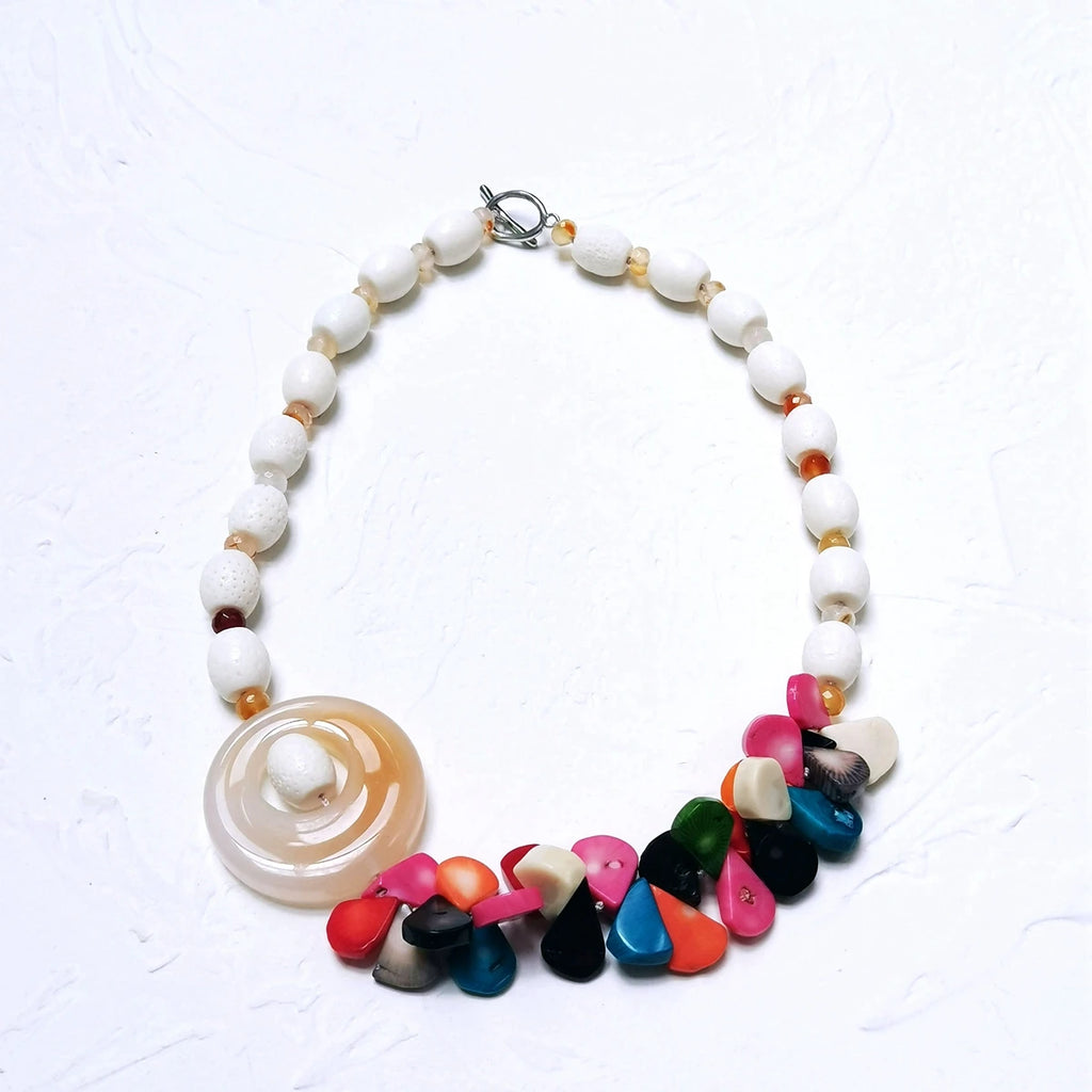 Stone Coral Mutil Coral Agate Choker Necklace Women Jewelry