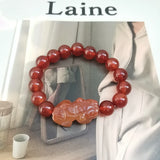 RealStone Orange Agate 10mm Bracelet Pixiu for Money