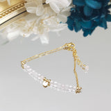 Rose Quartz 3mm Natural Stone 14K Filled Bracelet Bohe Jewelry