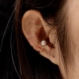 Round Pearl 14K Filled Ear Clip Real Freshwater Pearl Earrings