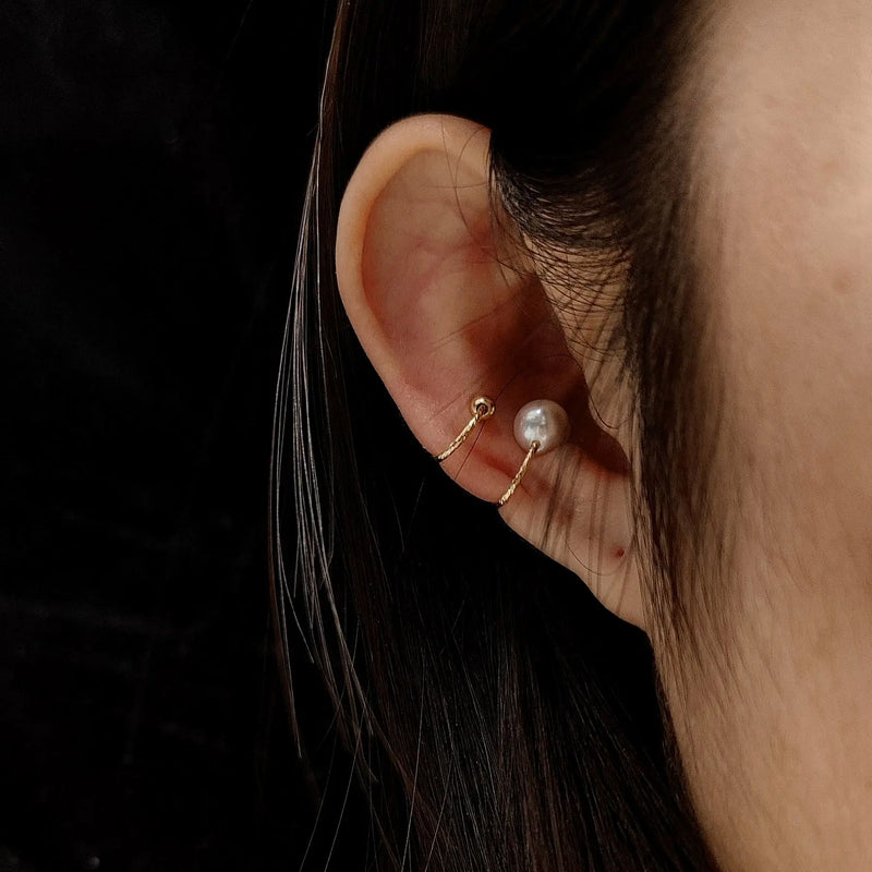 Round Pearl 14K Filled Ear Clip Real Freshwater Pearl Earrings