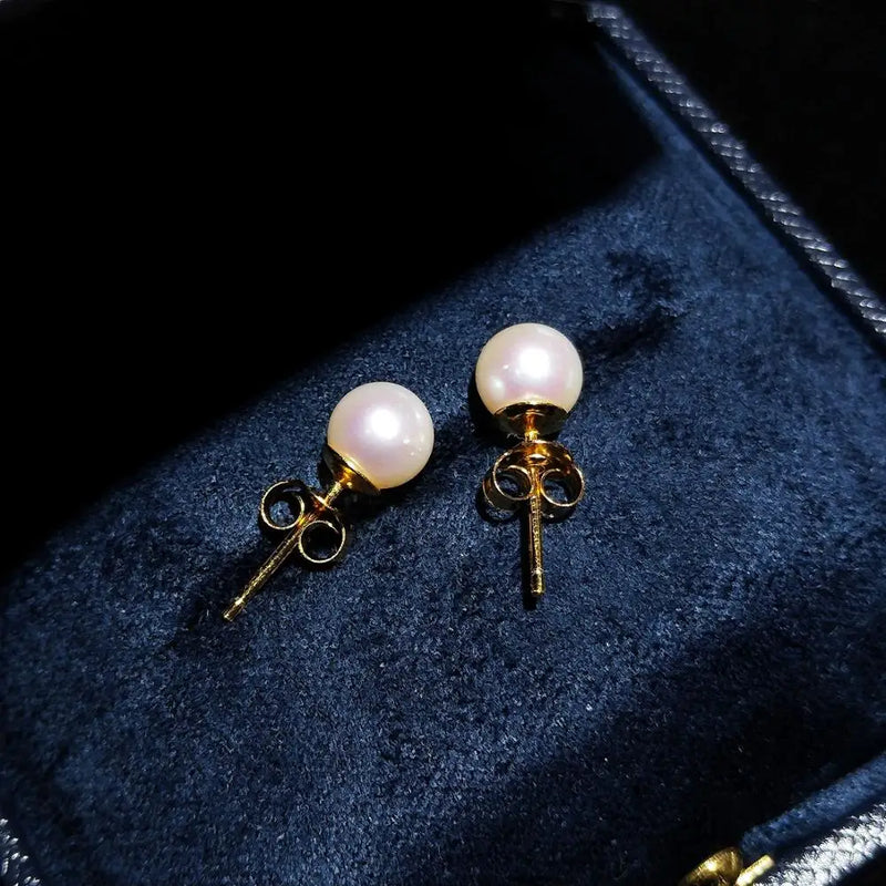 Freshwater Pearl 925 Silver Stud Earrings Classic Jewelry Women