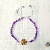 S925 Longevity Amethyst Bracelet 925 Sterling Silver Charm Adjustable Jewelry