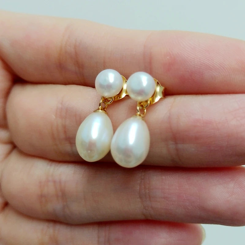 Freshwater Pearl Stud Earrings 925 Sterling Silver Pearl Jewelry