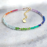 Rainbow Stone 925 Sterling Silver Bracelet For Women Girls