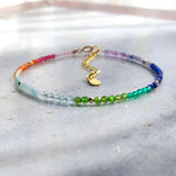 Rainbow Stone 925 Sterling Silver Bracelet For Women Girls