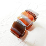 Stone Bracelet Agates Bracelet Gray Orange Stretch