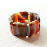 Stone Bracelet Agates Bracelet Gray Orange Stretch