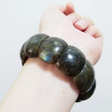 Labradorite Stretch Bracelet for Women - Statement Stone Jewelry Gift