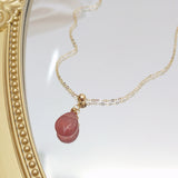 Strawberry Quartz Teardrop Choker Necklace 14K Filled