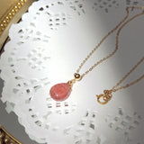 Strawberry Quartz Teardrop Choker Necklace 14K Filled