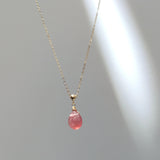 Strawberry Quartz Teardrop Choker Necklace 14K Filled