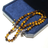 Tiger Eye Sterling Silver Necklace Platinum Clasp Men Women