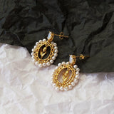 Freshwater Pearl 925 Silver Stud Earrings Vintage Women Jewelry