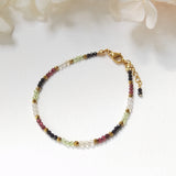 Tiny Spinel Garnet Citrine Peridot 2mm Beaded Bracelet Boho Jewelry