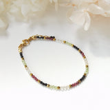 Tiny Spinel Garnet Citrine Peridot 2mm Beaded Bracelet Boho Jewelry
