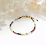 Tiny Spinel Garnet Citrine Peridot 2mm Beaded Bracelet Boho Jewelry