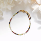 Tiny Spinel Garnet Citrine Peridot 2mm Beaded Bracelet Boho Jewelry