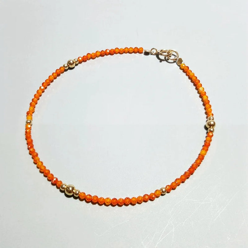 Tiny Orange Zircon 925 Sterling Silver Bracelet For Women Children