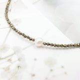 Tiny Pyrtie Freshwater Pearl Necklace 925 Silver Plated
