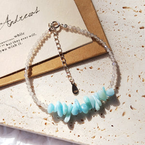 925 Silver Larimar Labradorite Beads Bracelet Women Jewelry Gift