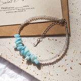 925 Silver Larimar Labradorite Beads Bracelet Women Jewelry Gift