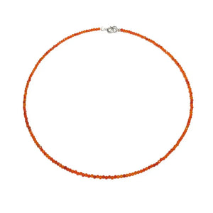 Real Carnelian Beads Choker Necklace 925 Sterling Silver Jewelry