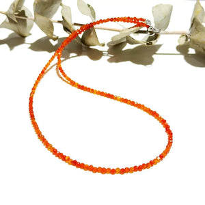 Real Carnelian Beads Choker Necklace 925 Sterling Silver Jewelry