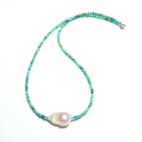 Turquoise Baroque Pearl Choker Necklace 925 Sterling Silver Women Jewelry
