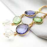 Crystal Quartz 925 Silver Long Dangle Earrings