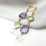 Crystal Quartz 925 Silver Long Dangle Earrings