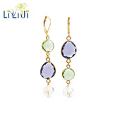 Crystal Quartz 925 Silver Long Dangle Earrings