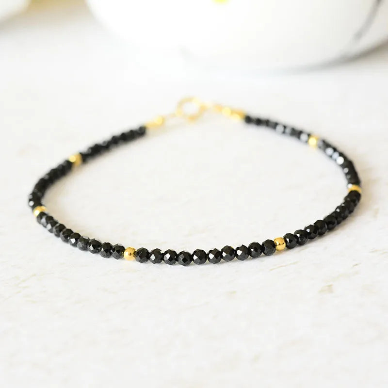 Spinel Faceted Bead & Sterling Silver Bracelet 7-8''