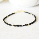 Spinel Faceted Bead & Sterling Silver Bracelet 7-8''