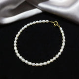 Freshwater Pearl Bracelet Natural Rice Shape Beads 925 Sterling Silver Clasp
