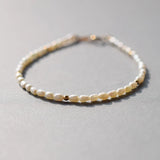 Freshwater Pearl Bracelet Natural Rice Shape Beads 925 Sterling Silver Clasp