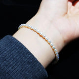 Freshwater Pearl Bracelet Natural Rice Shape Beads 925 Sterling Silver Clasp