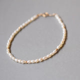 Freshwater Pearl Bracelet Natural Rice Shape Beads 925 Sterling Silver Clasp