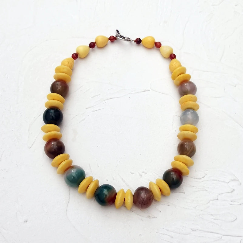 Yellow Green Necklace Coral Agate Women Necklace Jewelry