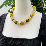 Yellow Green Necklace Coral Agate Women Necklace Jewelry