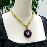Yellow Purple Necklace Agate Purple Crystal Pendant Women Jewelry Gift