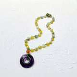 Yellow Purple Necklace Agate Purple Crystal Pendant Women Jewelry Gift